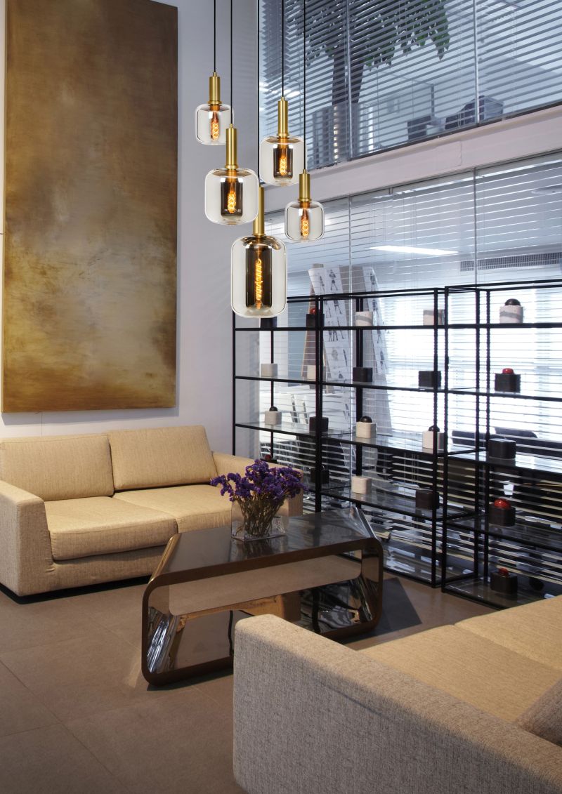 Lucide JOANET - Závesné svietidlo - Ø 66 cm - 5xE27 - Smoke Grey